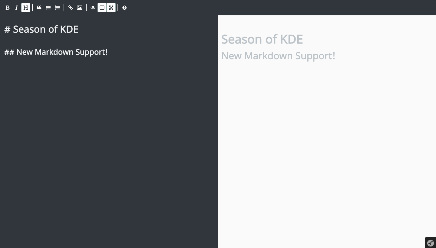 Markdown support in Season of KDE Website